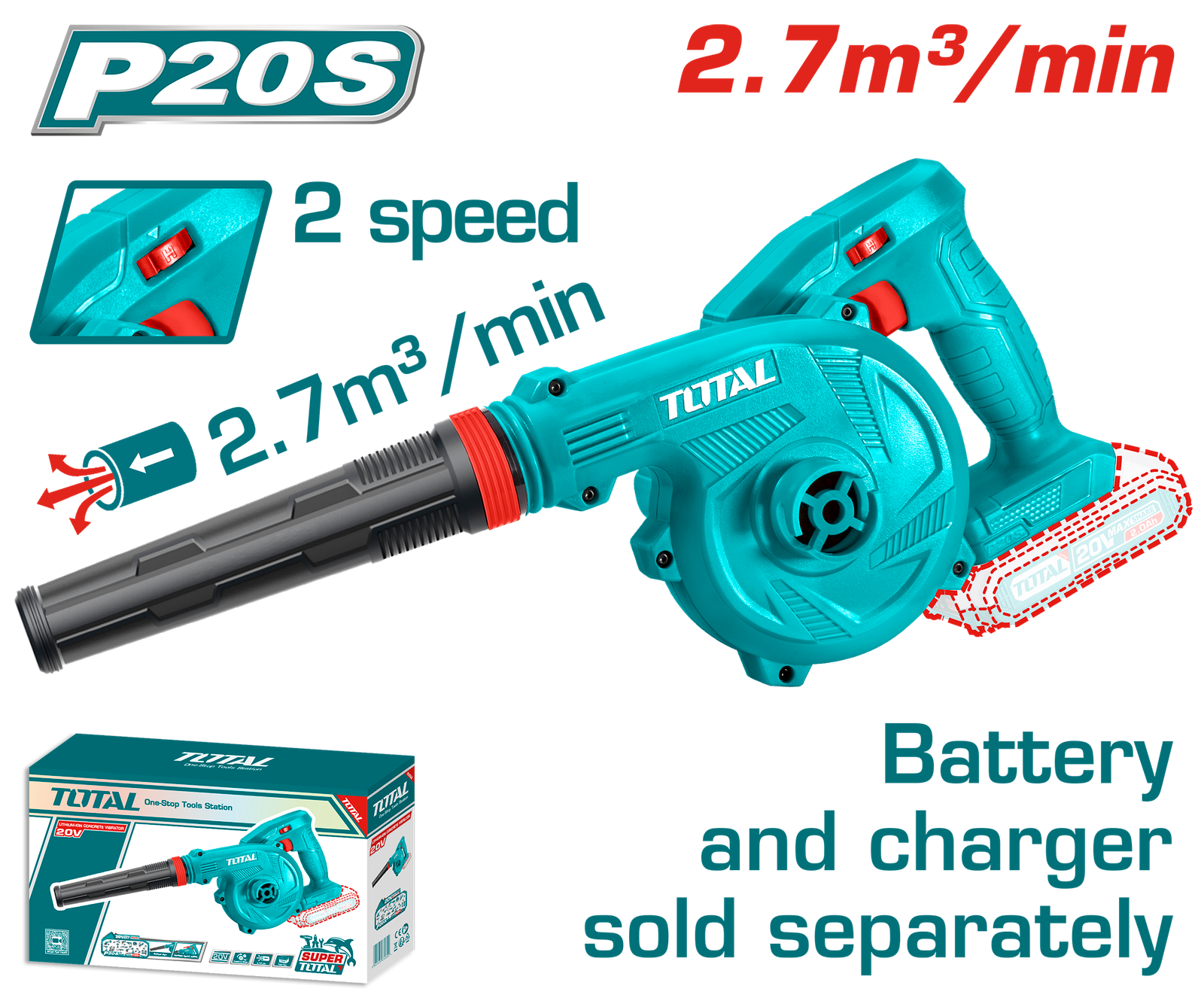 TOTAL LI-ION BLOWER 20V (TABLI20018)