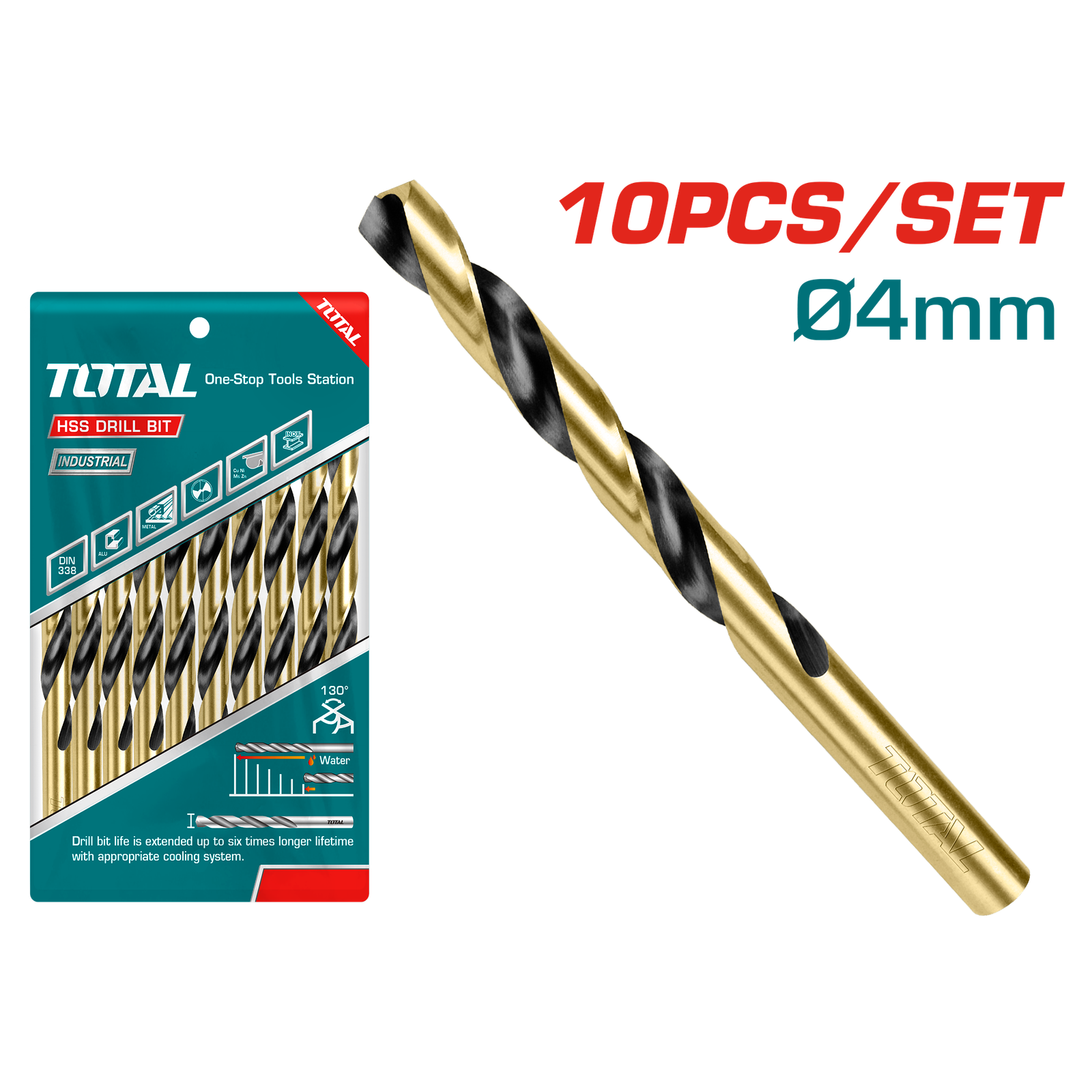 TOTAL HSS DRILL BIT DIN 338 4MM (TAC100403)