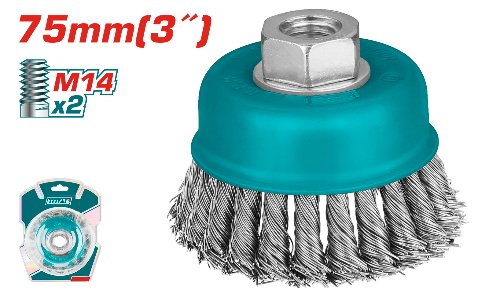 TOTAL WIRE CUP TWIST BRUSH 75MM (TAC32031)
