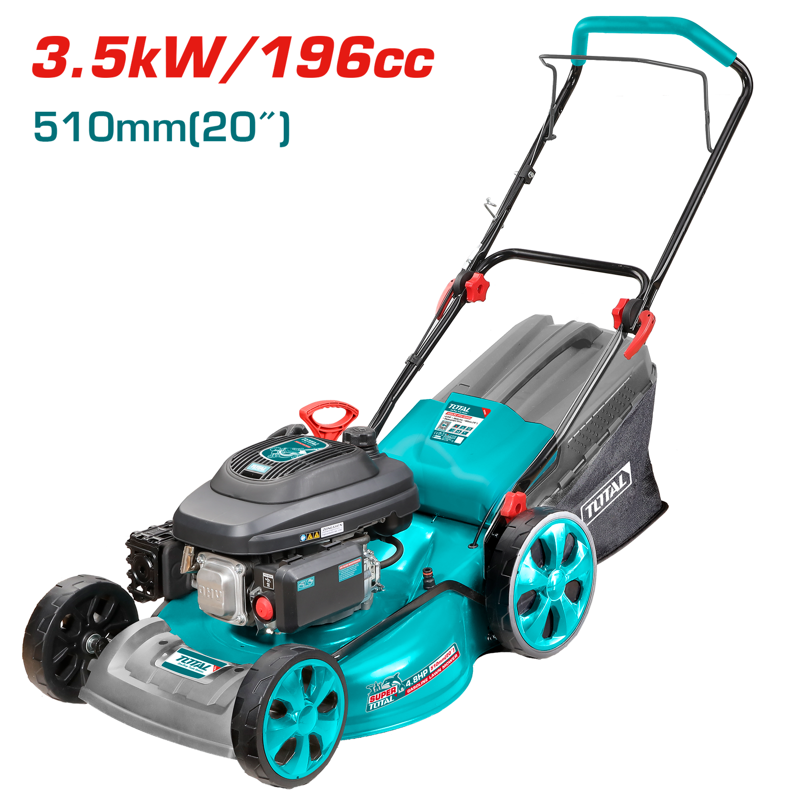 TOTAL GASOLINE LAWN MOWER HAND PUSH 196cc / 4.8hp / 51cm (TGT196201)