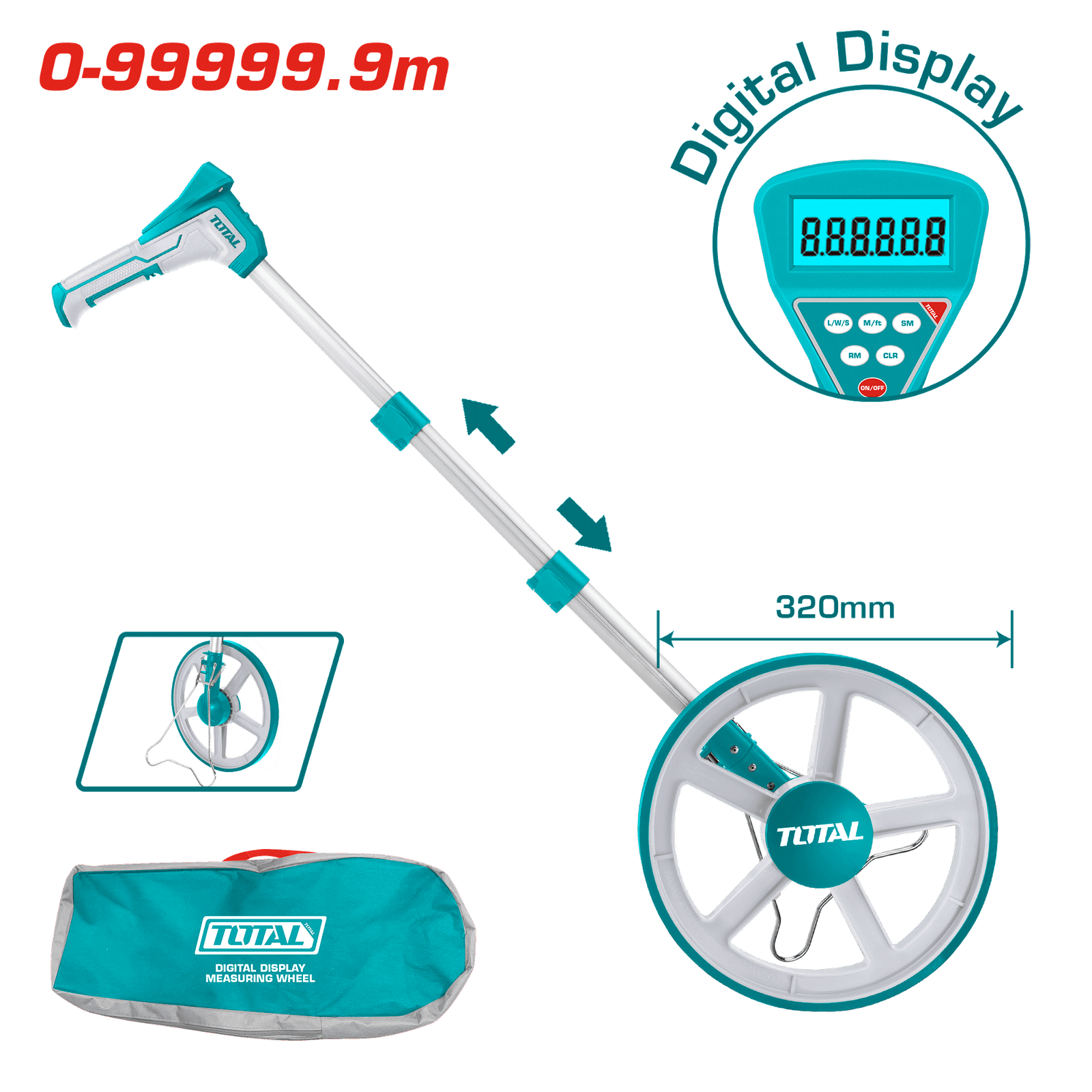 TOTAL DIGITAL DISPLAY MEASURING WHEEL 10000M (TMT19923)