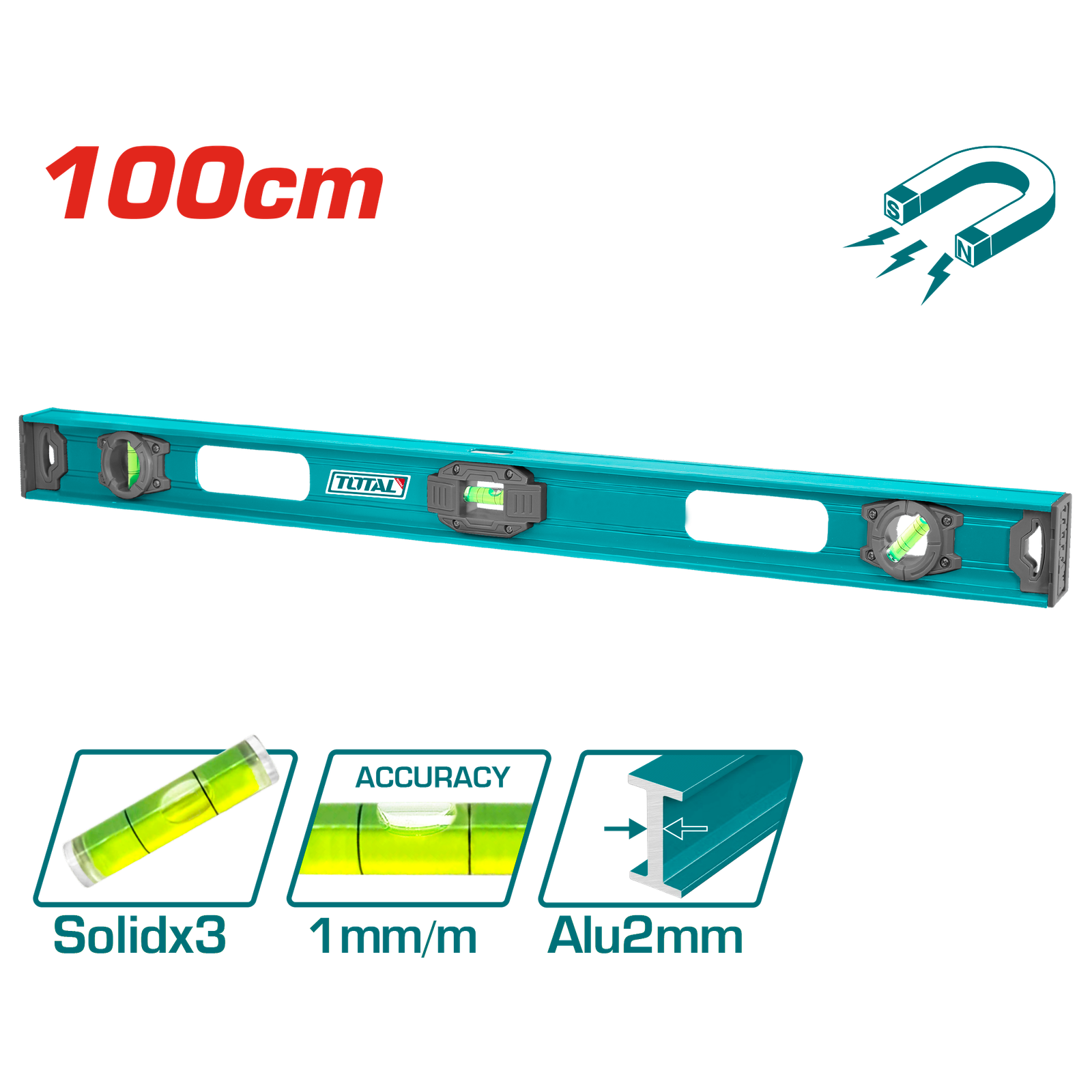 TOTAL SPIRIT LEVEL 100CM 2MM (TMT210026)