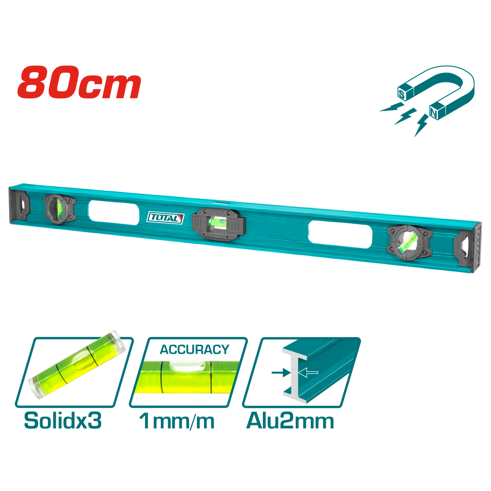 TOTAL SPIRIT LEVEL 80CM 2MM (TMT28026)