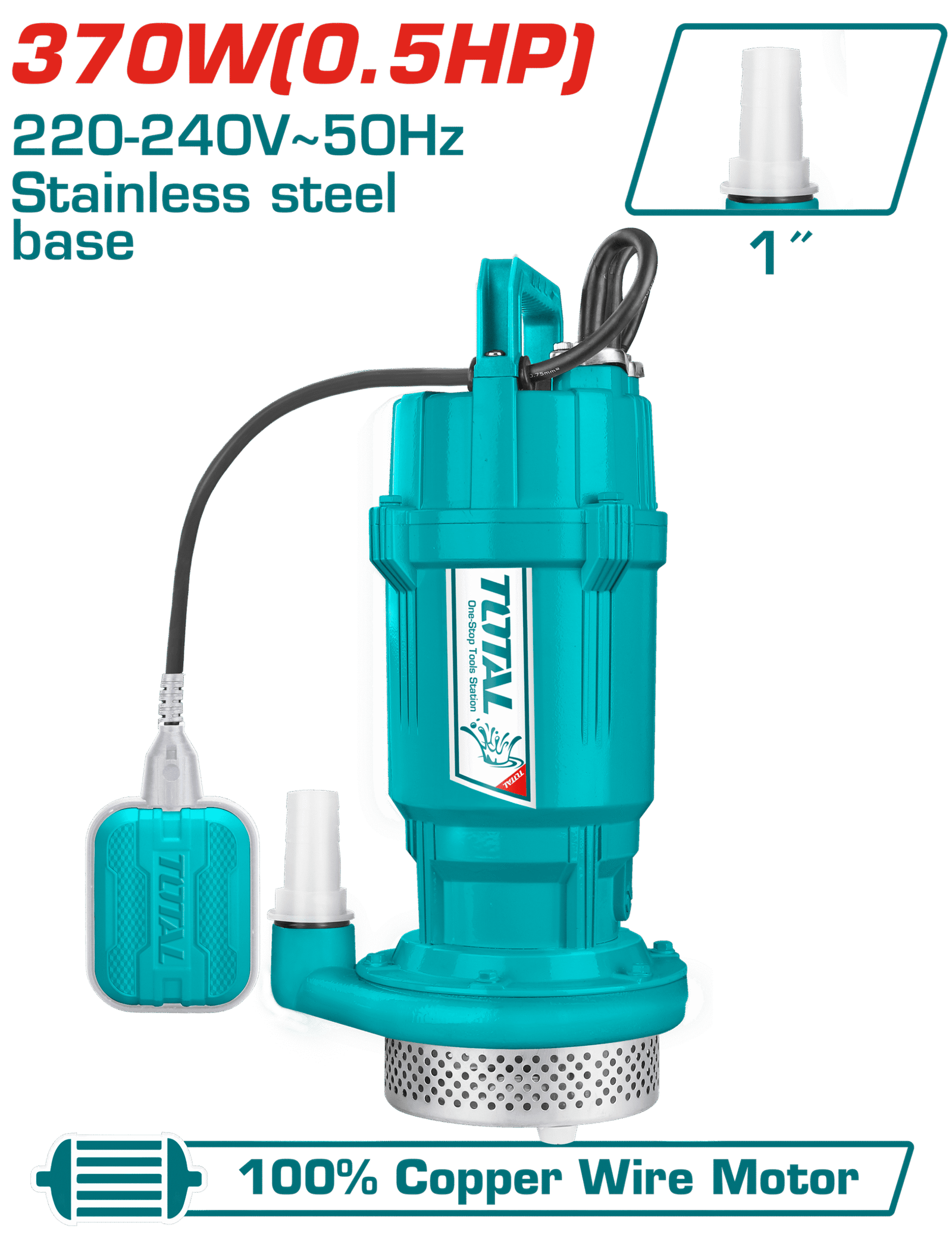 TOTAL SUBMERSIBLE PUMP CLEAN WATER 370W (TWP63706)