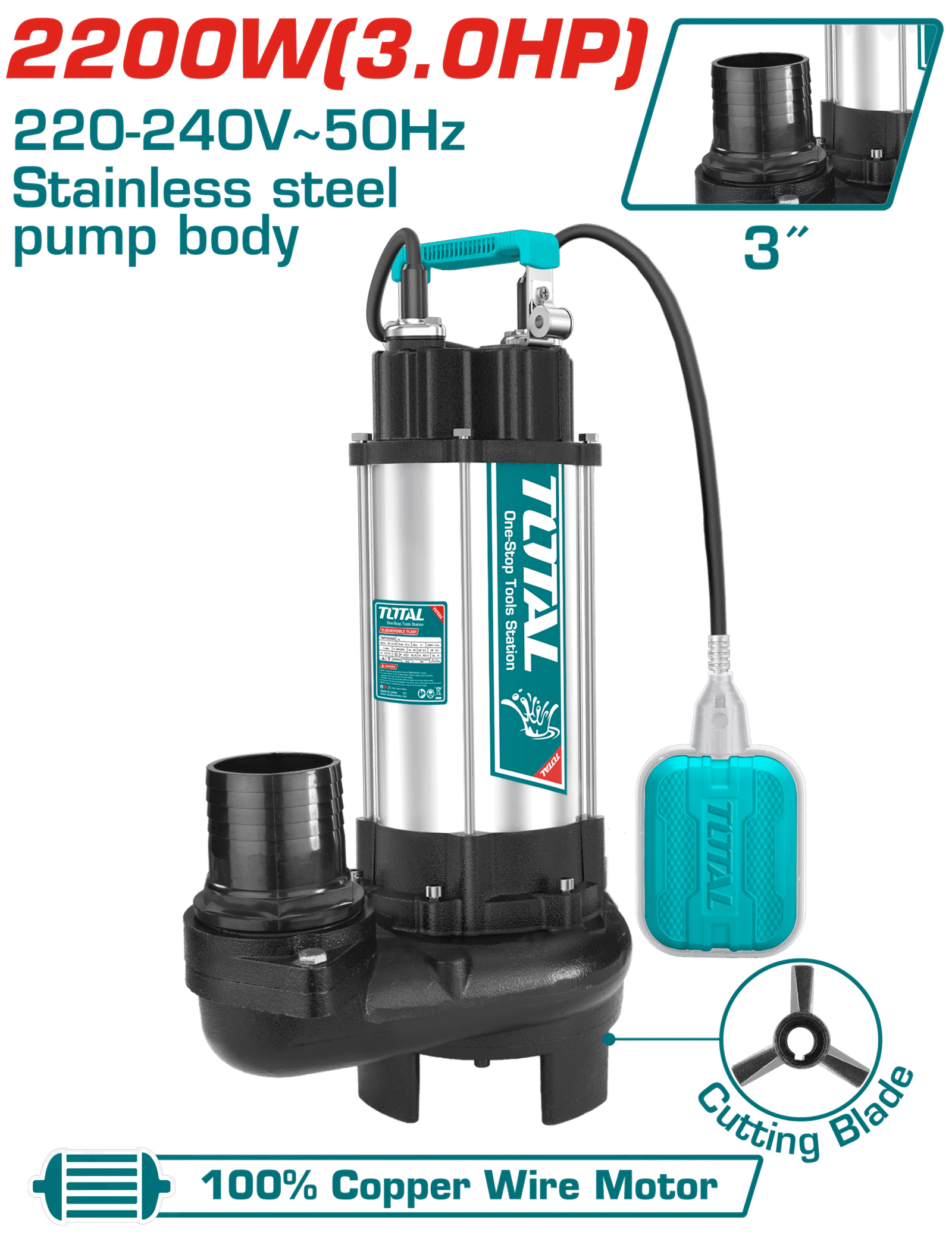 TOTAL SEWAGE SUBMERCIABLE PUMP 3HP (TWP7220026)