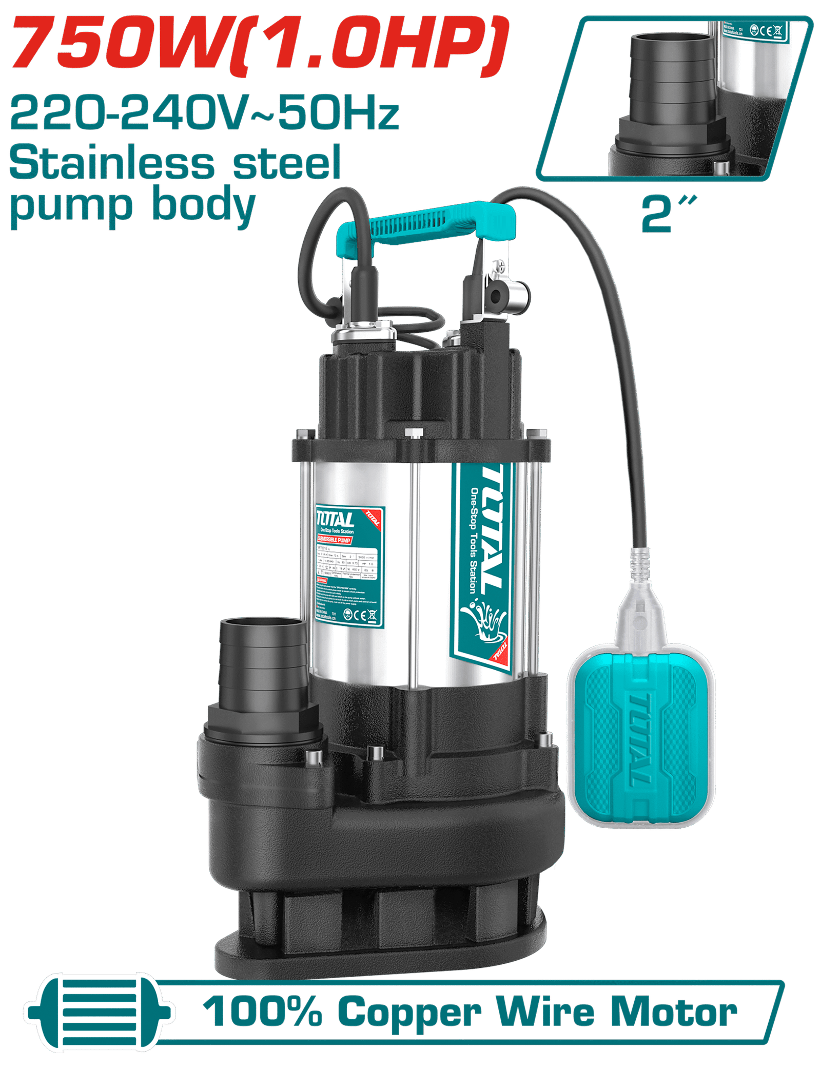 TOTAL SEWAGE SUBMERSIABLE PUMP 1HP (TWP775016)