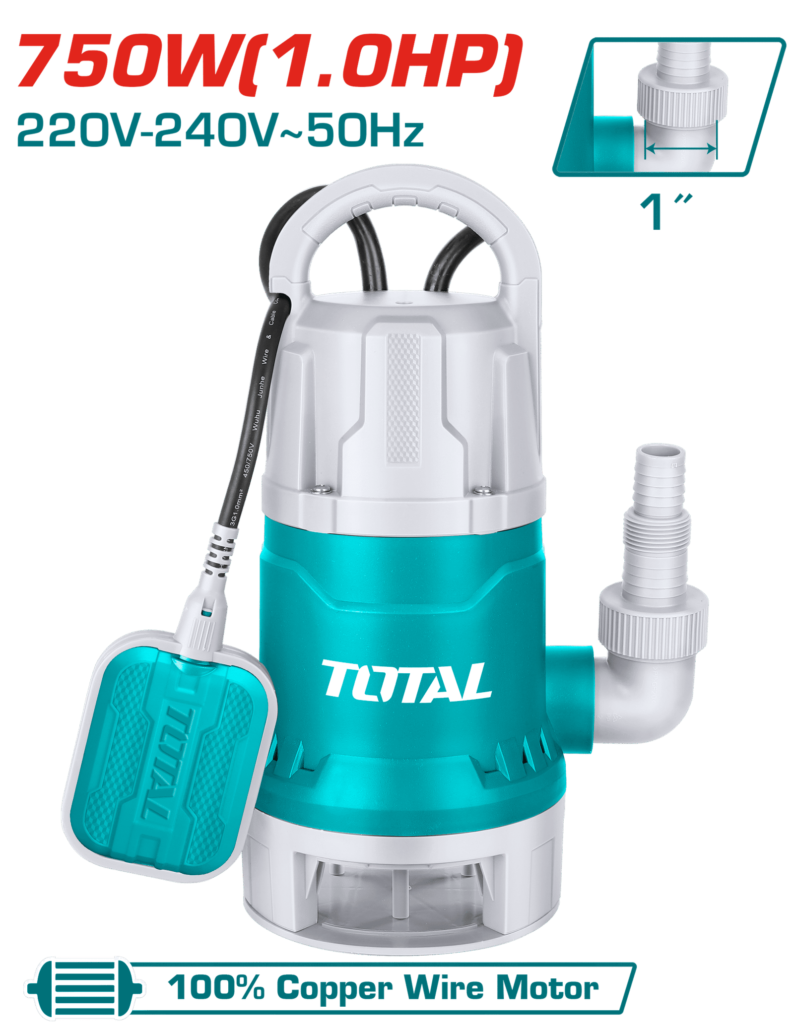 TOTAL SEWAGE SUBMERCIABLE PUMP 750W 1HP (TWP87506)