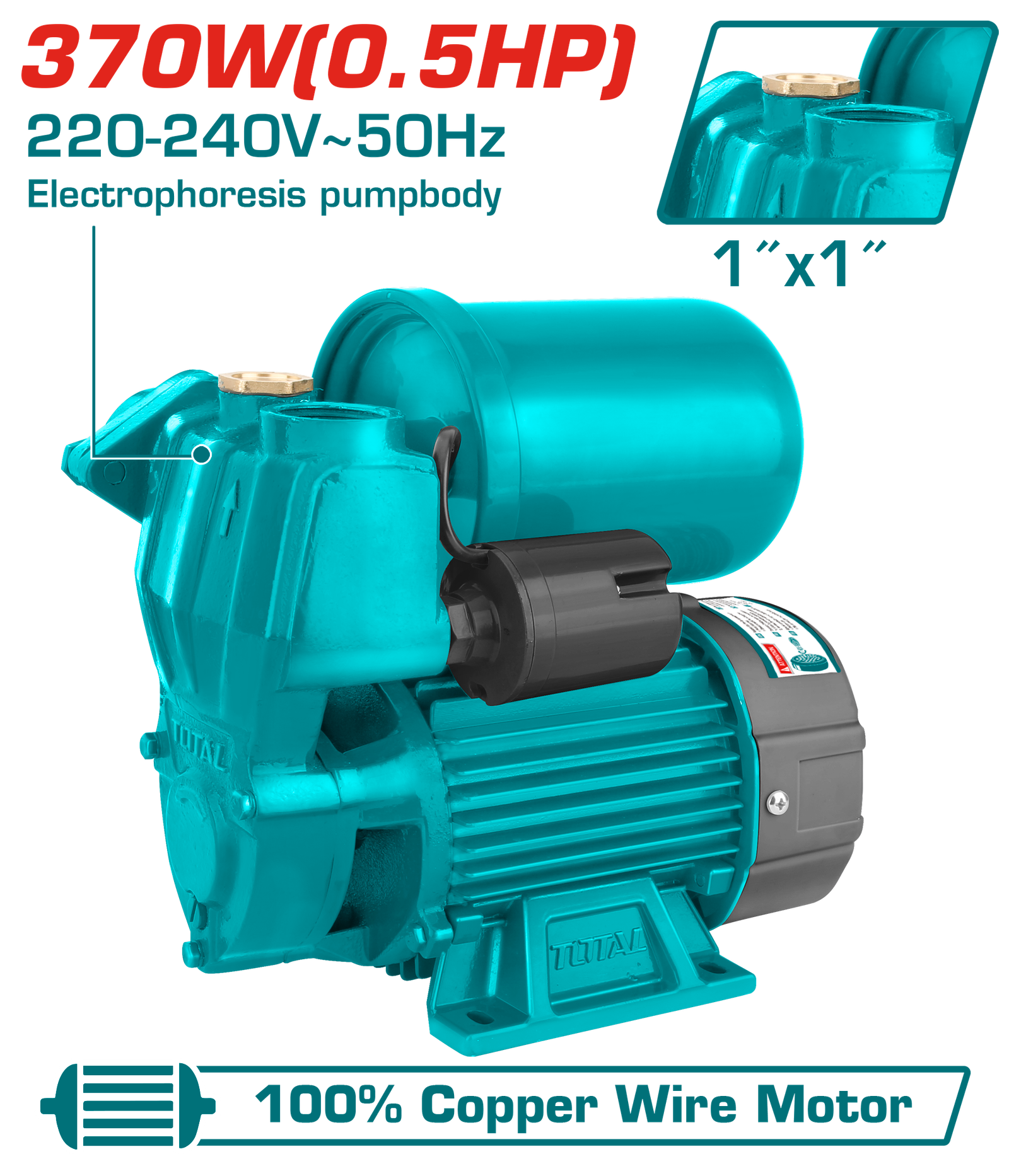 TOTAL AUTOMATIC SELF-PRIMING PERIPHERAL PUMP 0.5HP (TWP93706)