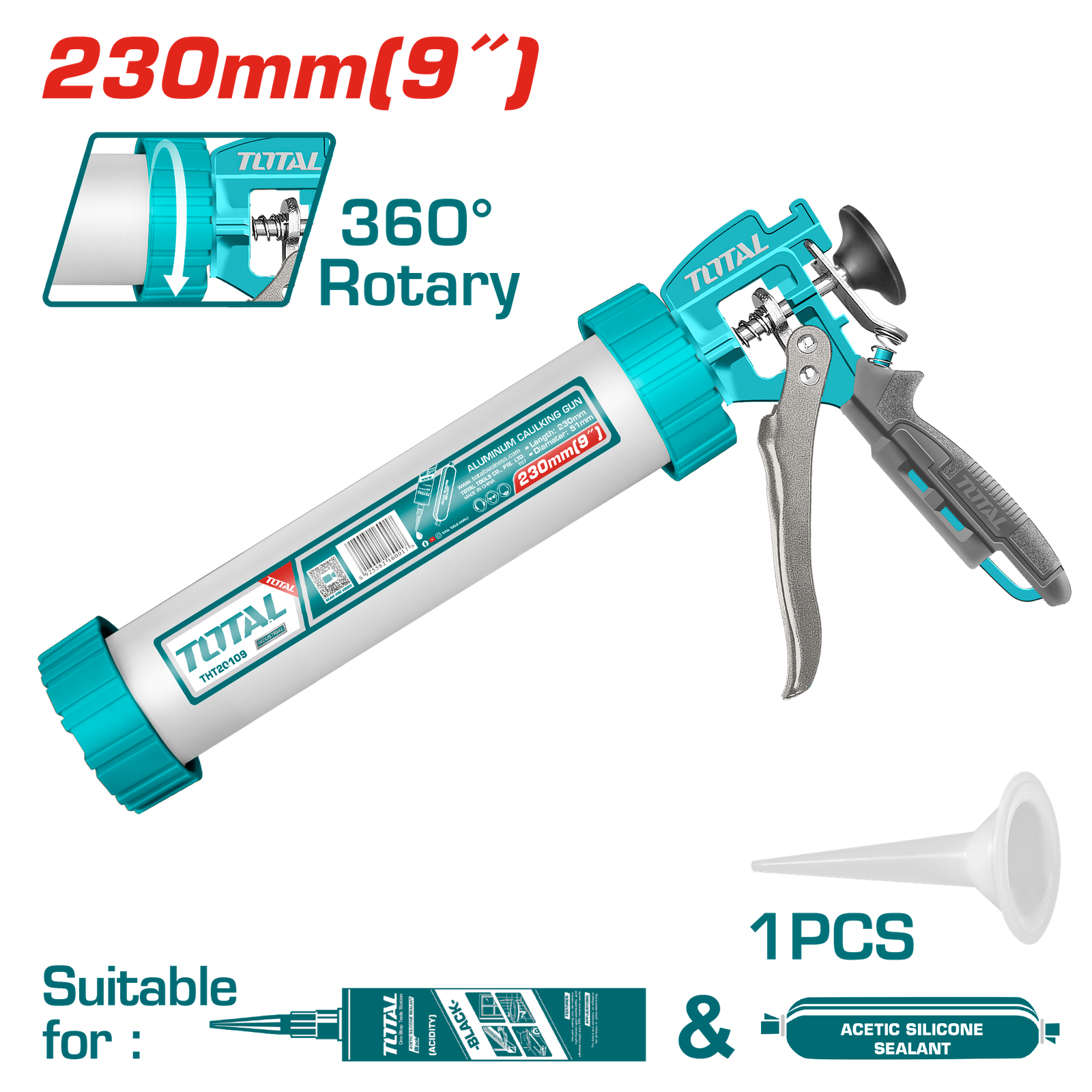 TOTAL ALUMINIUM CAULKING GUN 9" (THT20109)