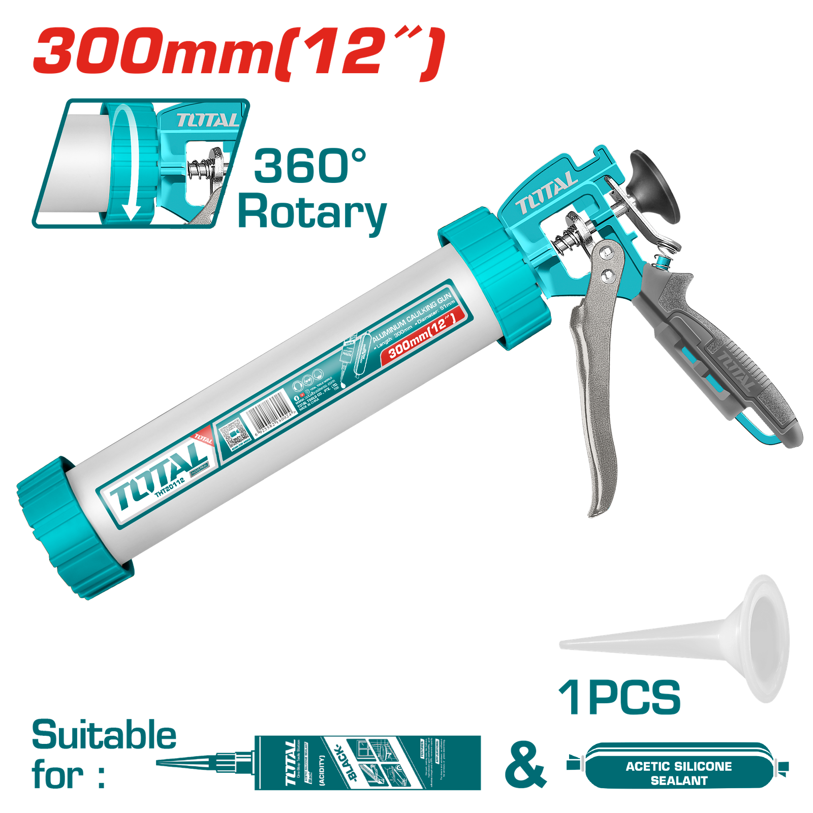 TOTAL ALUMINIUM CAULKING GUN 12"(THT20112)
