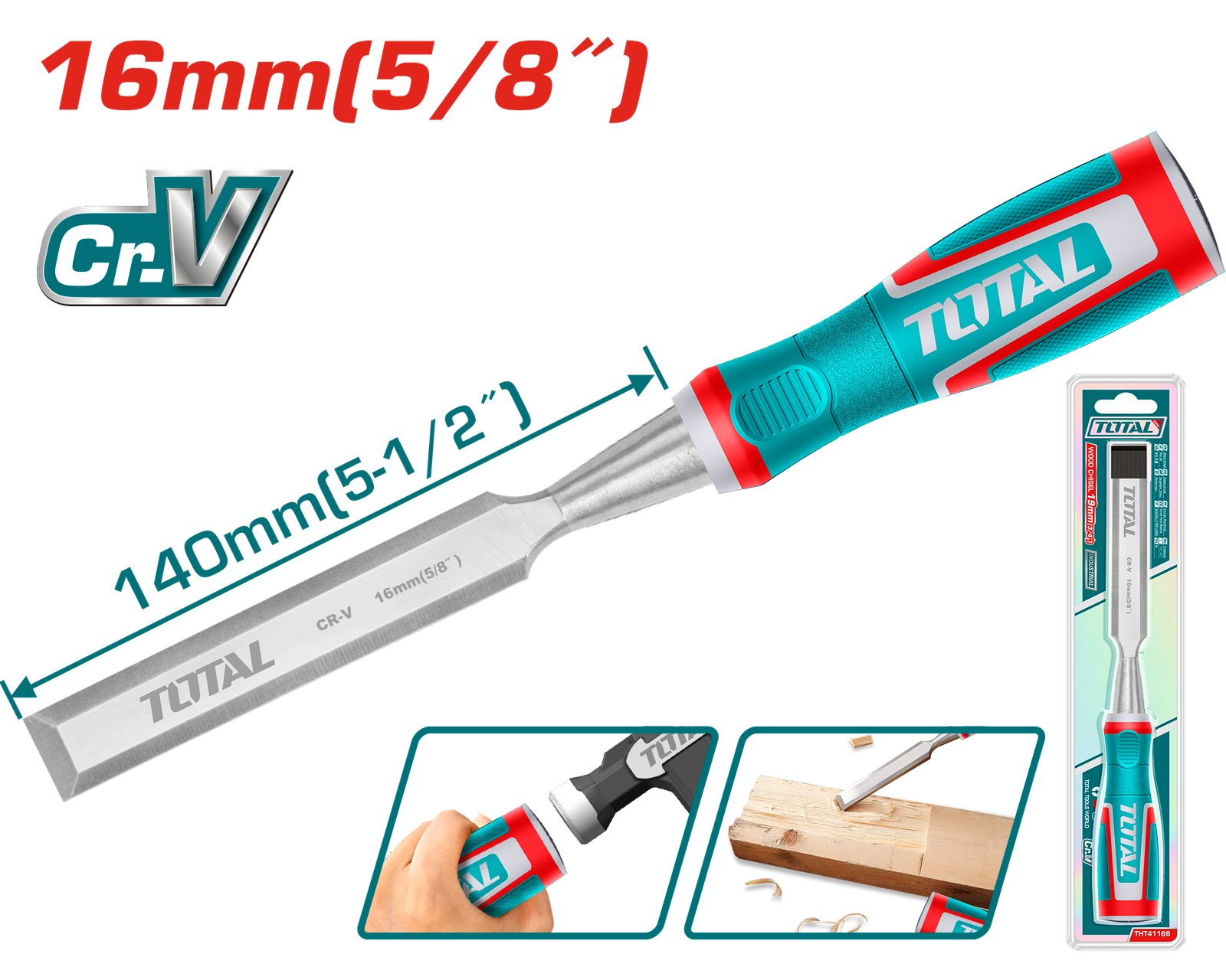 TOTAL WOOD CHISEL 16mm (THT41166)