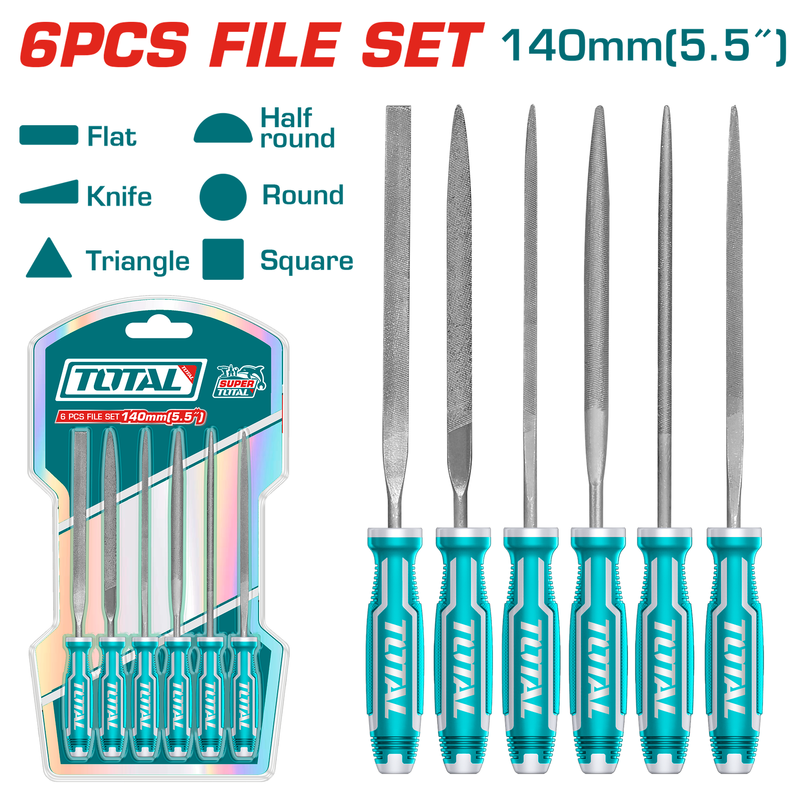 TOTAL 6PCS STEEL FILE SET 6" (THT91462)